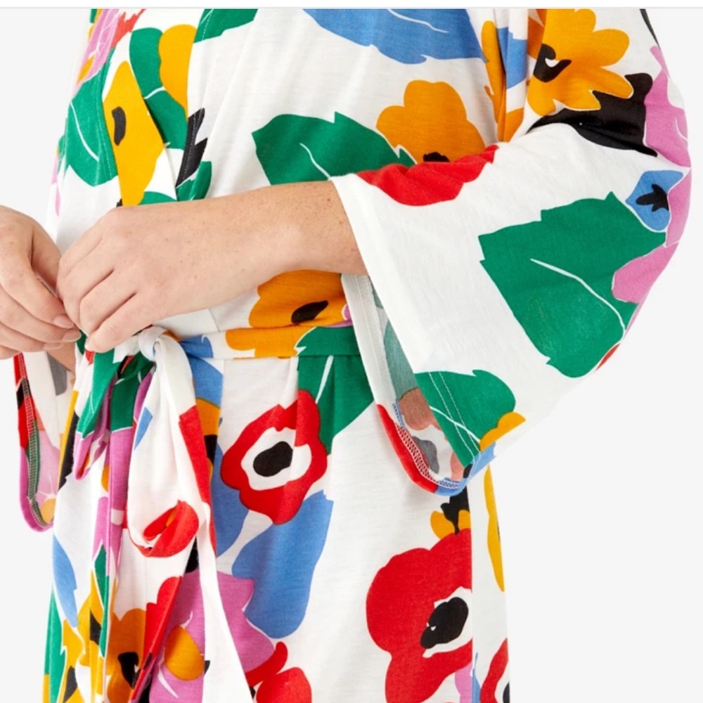 Show Me Your MuMu Standard Brie Colorful Floral Patterned Fabric Robe Tie Waist - Picture 3 of 8